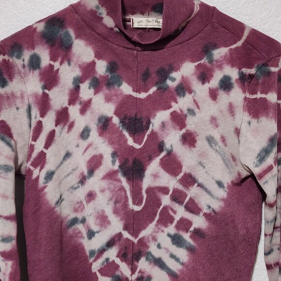 We The Free People Mock Neck Top Medium Tie Dye Night Fall Color Psychedelic - Picture 2 of 7